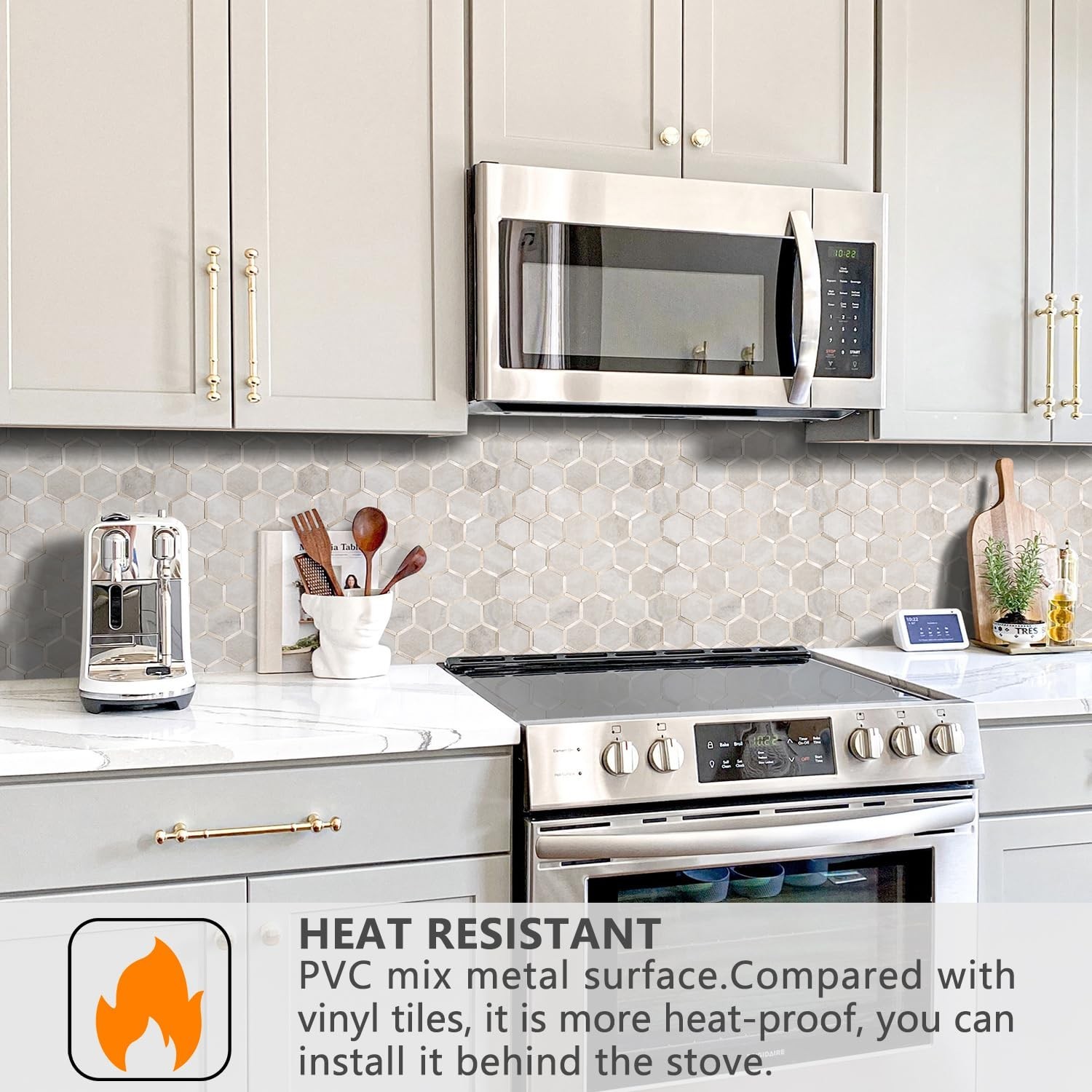 STICKGOO Hexagon Peel and Stick Backsplash Tile, Stick on Backsplash for Kitc…