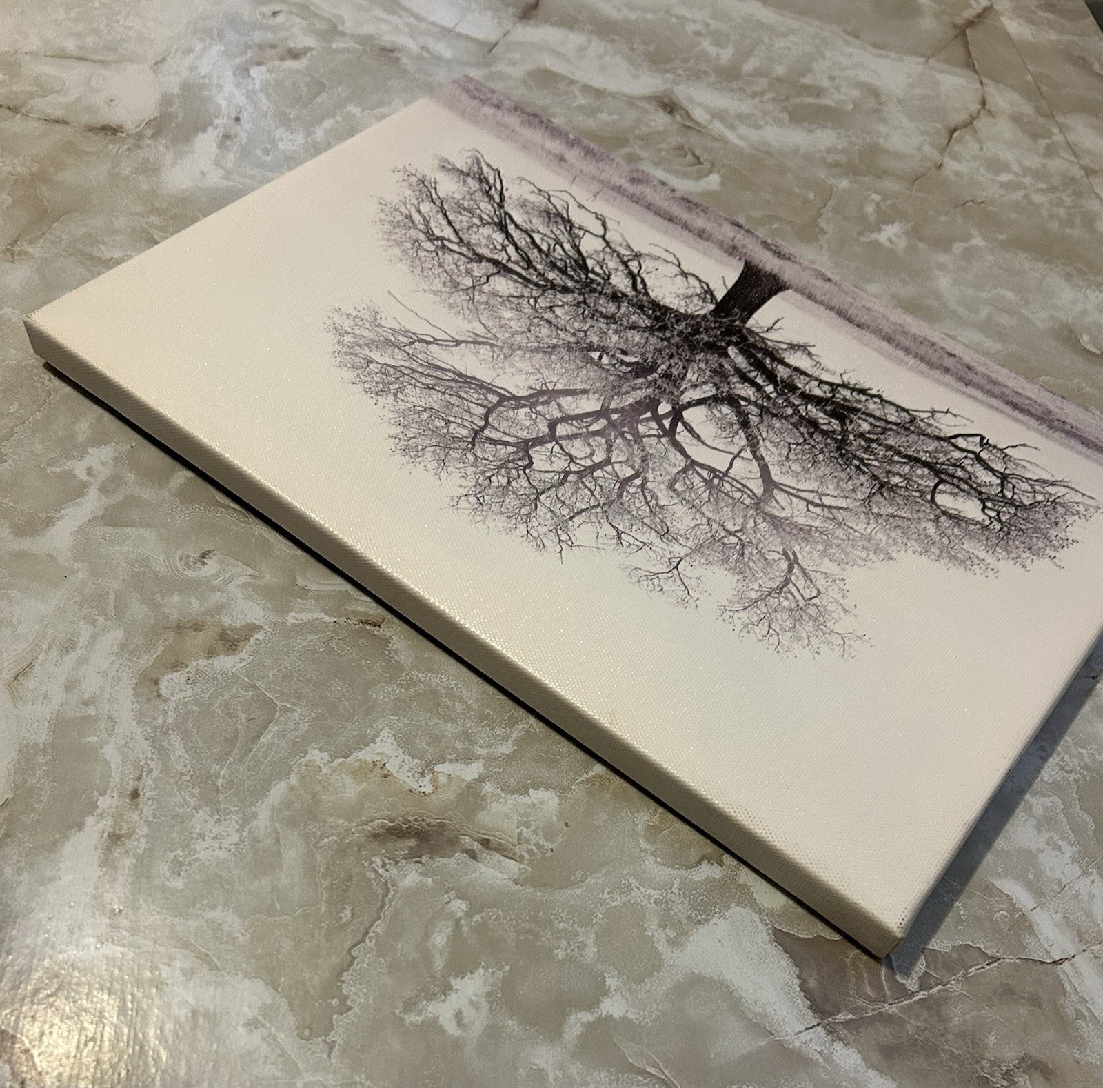1pc Contemporary Style Grey White Winter Tree Canvas Print Artwork – Home/Office
