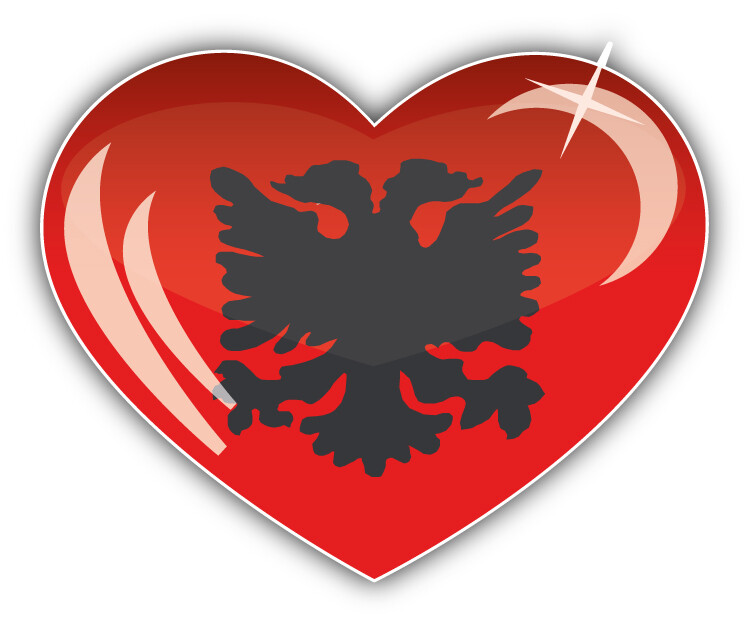 Albania Flag Heart Car Bumper Sticker Decal