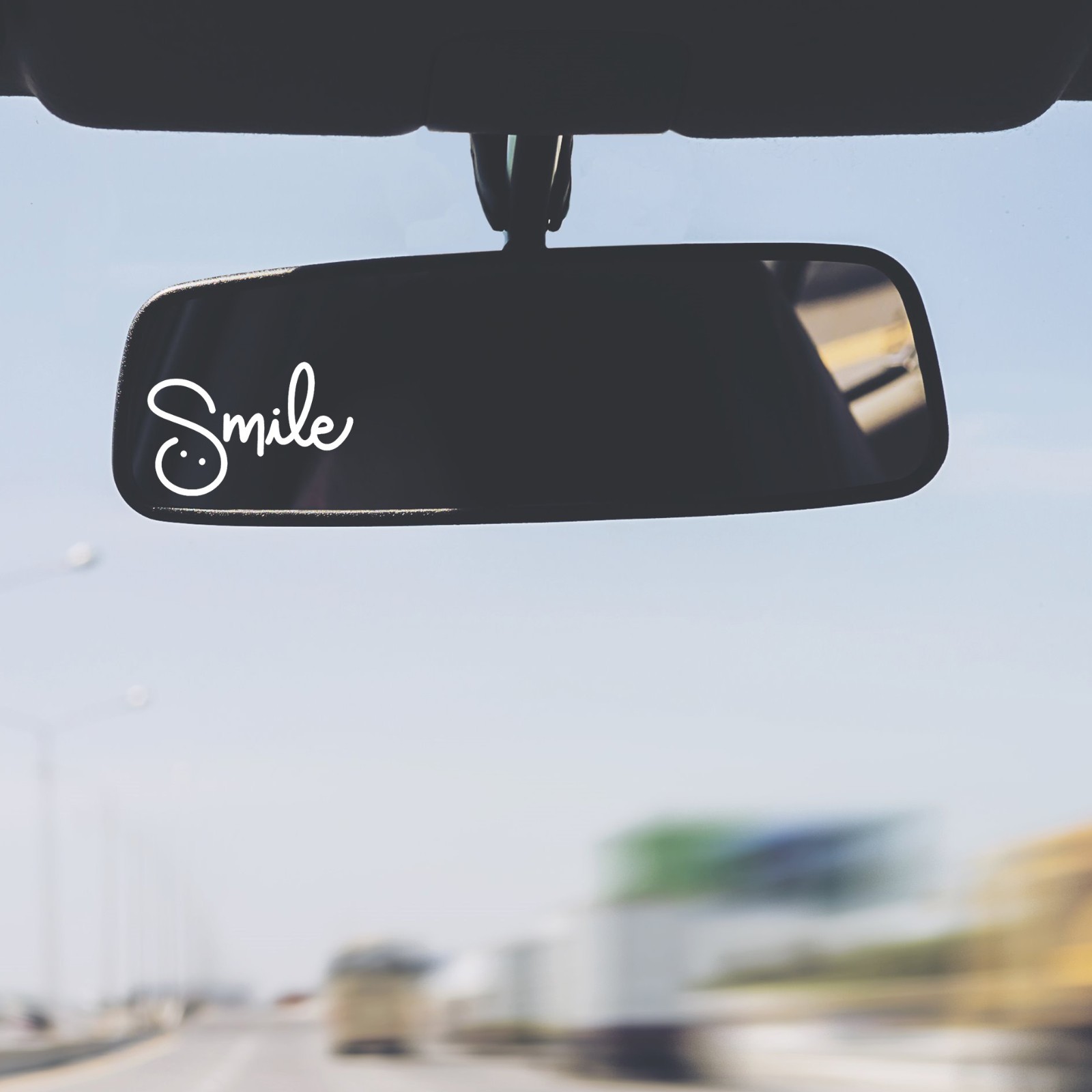 Cute Tiny Smile Vinyl Decal Sticker Rearview Mirror Car Truck Set of 2