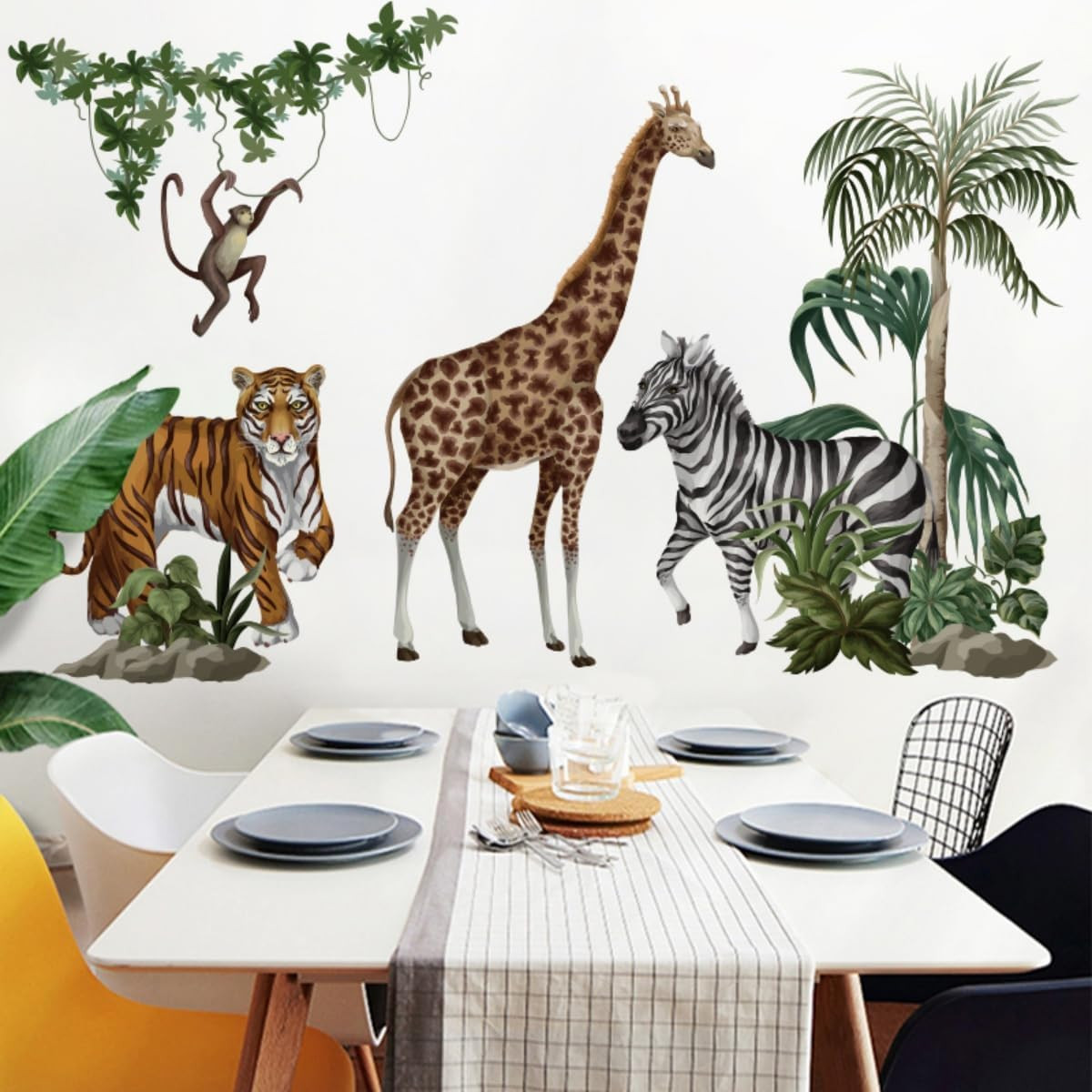 Jungle Animals Wall Decals – Peel & Stick Tree Stickers for Nursery