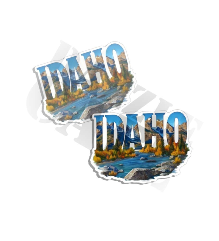 Idaho sticker vinyl decal Idaho state outline river novelty laptop sticker 2PACK