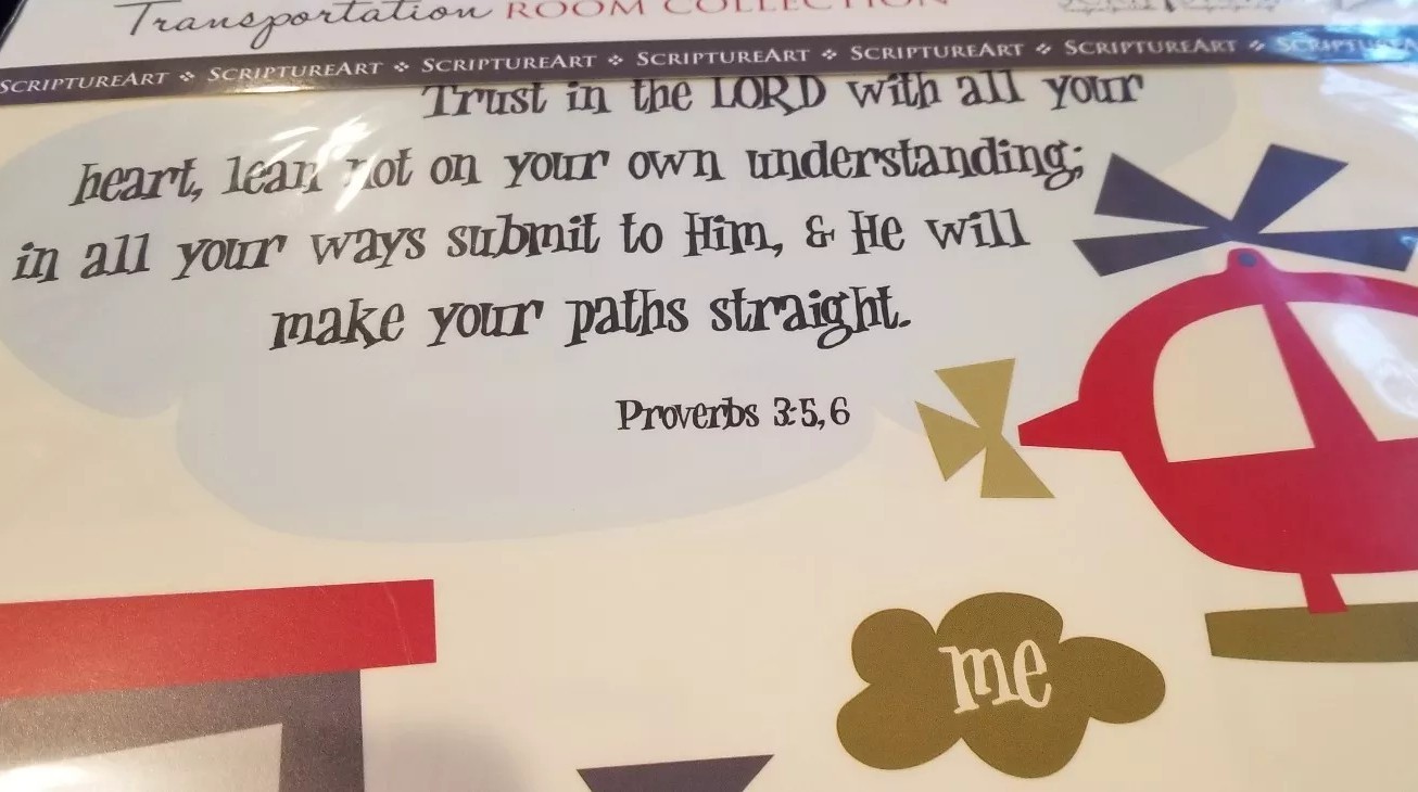 ScriptureArt Kids Wall Decals ~ Trains Planes Dump Trucks ~ TRUST IN THE LORD