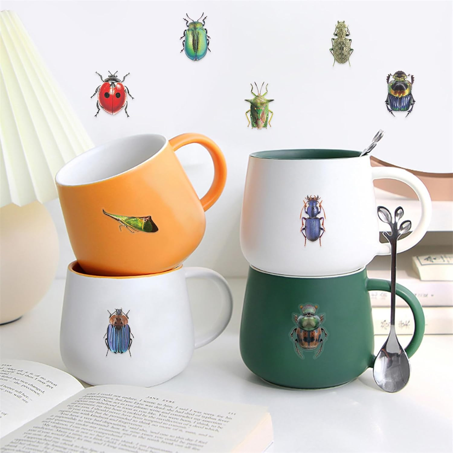 50PCS Insect Stickers PET Transparent Stickers Lifelike Nature World Decals Wate