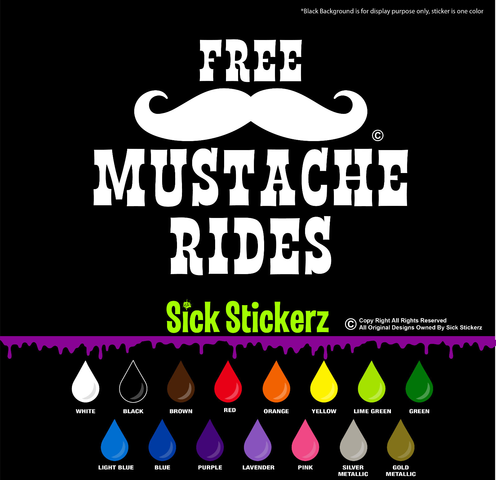 Mustache Rides Sex Vinyl Decal Bumper Sticker Car Windows Funny Rude Humor Prank