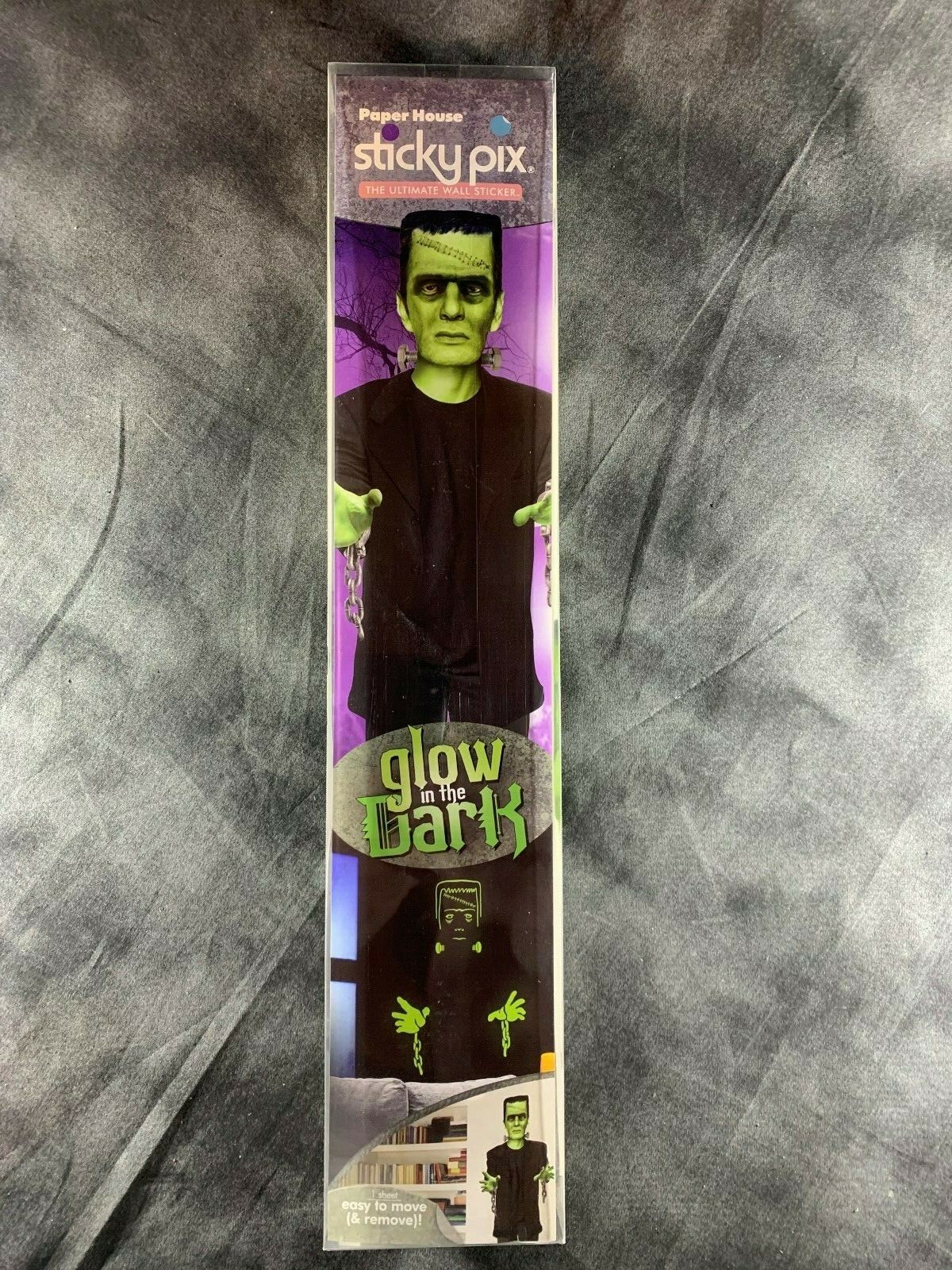 GLOW IN THE DARK FRANKENSTEIN STICKY PIX SELF ADHESIVE WALL DECOR HALLOWEEN