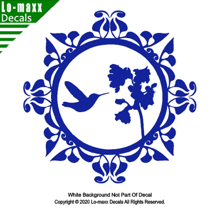 Hummingbird & Floral Art Nature Lover Beautiful High Quality Die Cut Vinyl Decal
