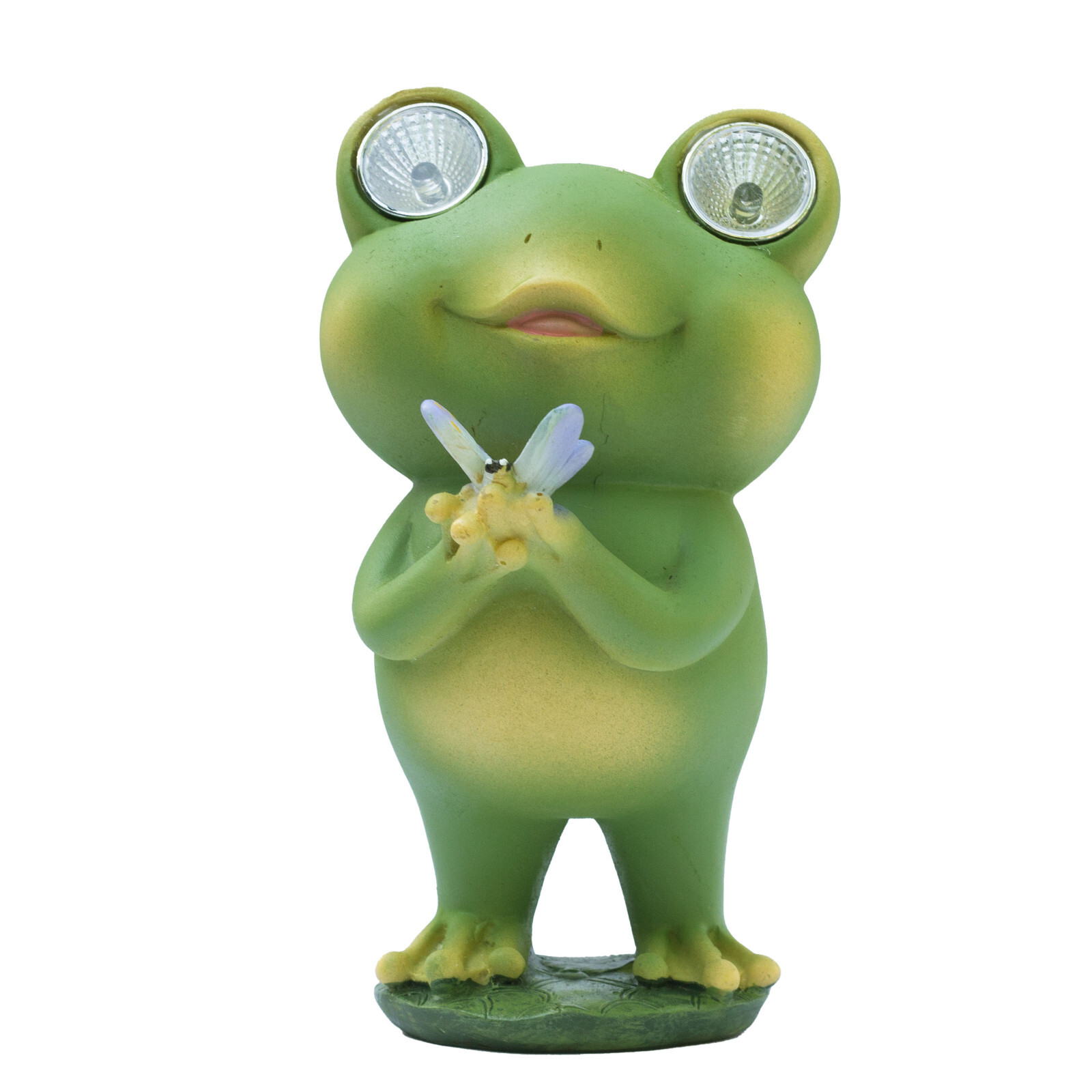 KRAFTSKALA Playful Solar-Powered Resin Adorable Frog Statue – Auto Light-Up Eyes