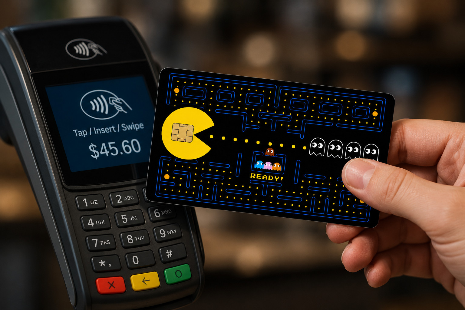 Pac-Man Retro Game Arcade Design Debit / Credit Card Skin Sticker Decal