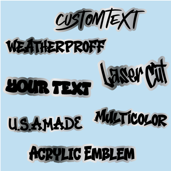 CUSTOM TEXT Engraved BRUSHED SILVER Car badge GRAFFITI Name Text Logo Emblem