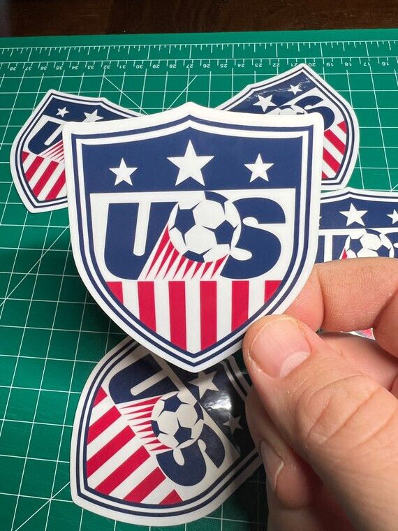 USMNT Old Soccer Shield/Crest – Laminated Vinyl Sticker – 3"x3" USA