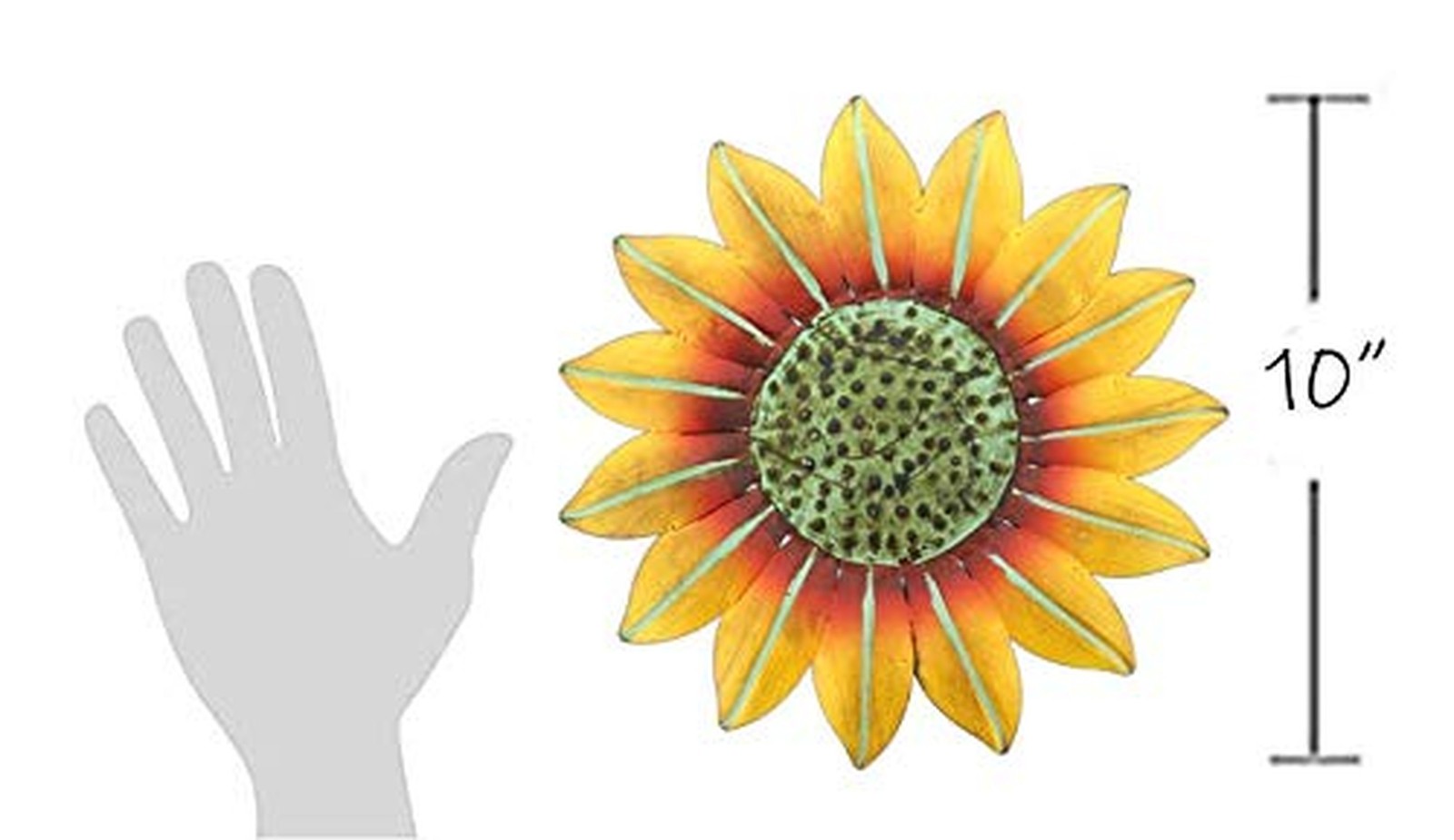 Hand Painted Metal Sunflower Wall Sculpture Medium 10.25 inch Diameter