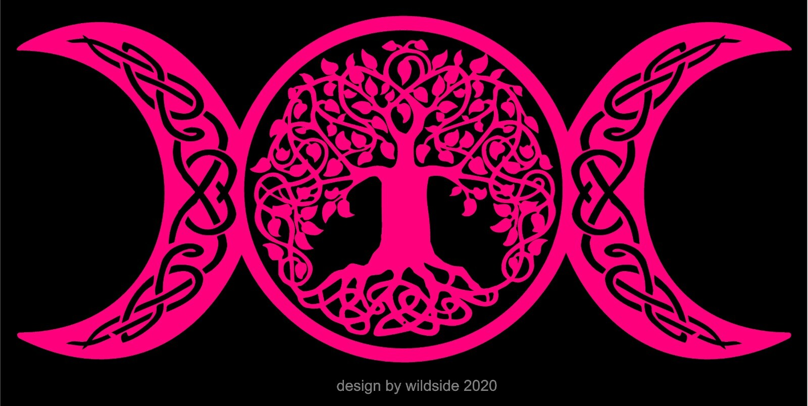 Triple Moon Goddess Decal Tree Of Life Wicca Pagan Witch vinyl altar sticker