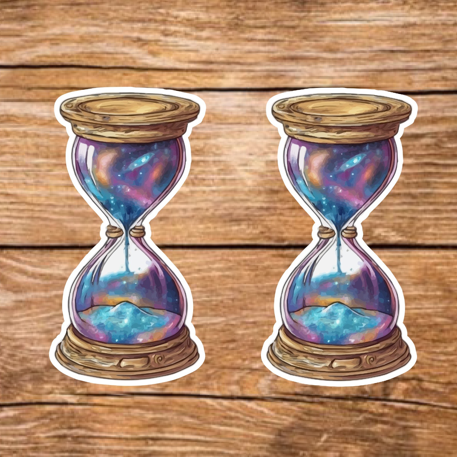 Hourglass Galaxy (2 Stickers) 3.5in, Waterproof, Glossy Finish Vinyl.
