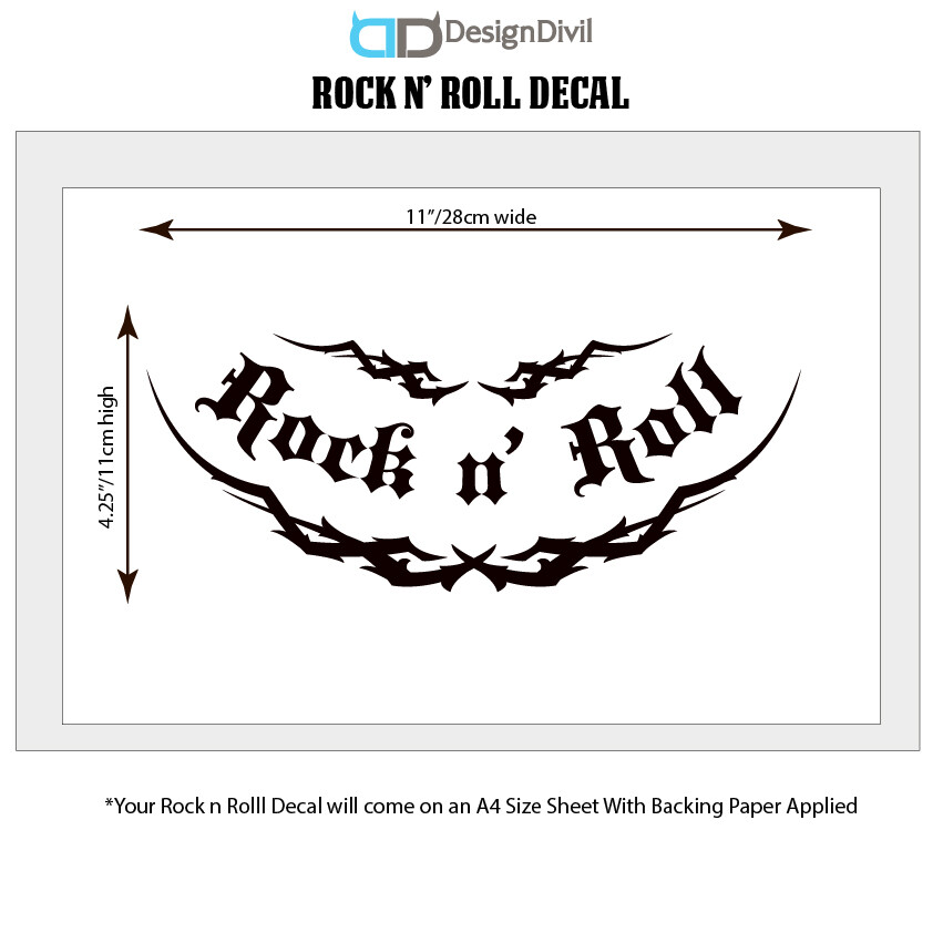 Custom Made Rock n Roll Decal Sticker Fits Guitars & Basses 12 colour options