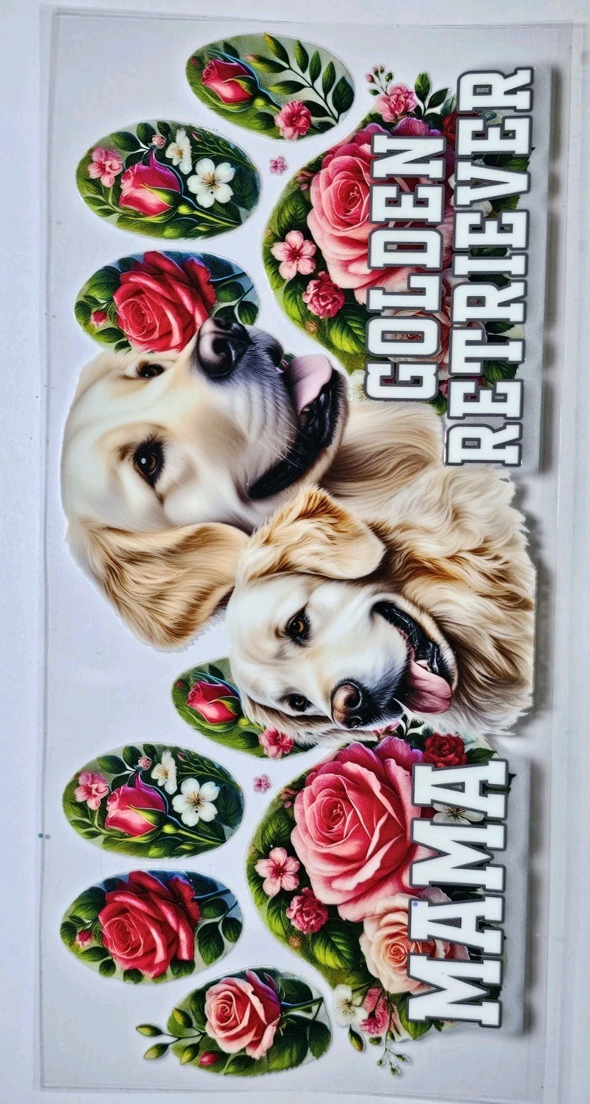 Golden Retriever DTF Transfer Sticker Wrap Tumbler UVDTF BUY 10+ GT COMBINE SHIP