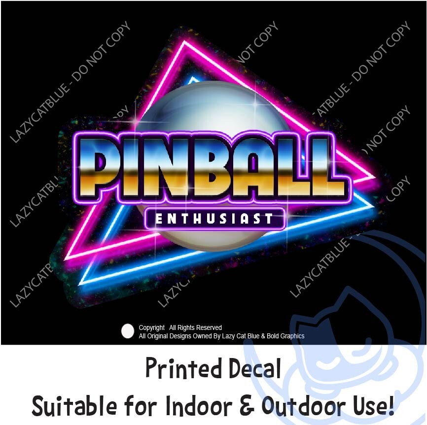 Pinball Enthusiast Retro Style Decal Sticker Pin Ball Arcade 80s Game Throw Back