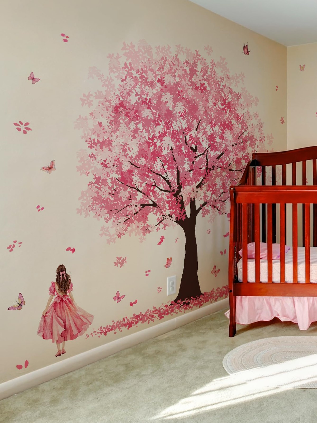 Wall Stickers Large Pink Cherry Blossom Tree Peel and Stick Removable Art Dec…