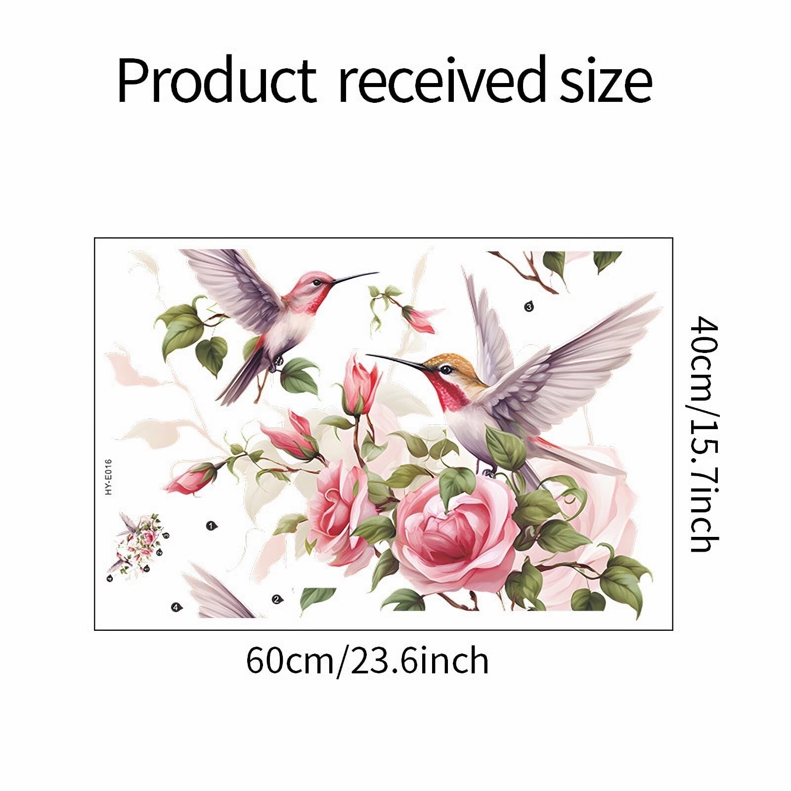 Pink Rose Hummingbird Flower Wall Stickers, sacinora Romantic Floral Art Bird…