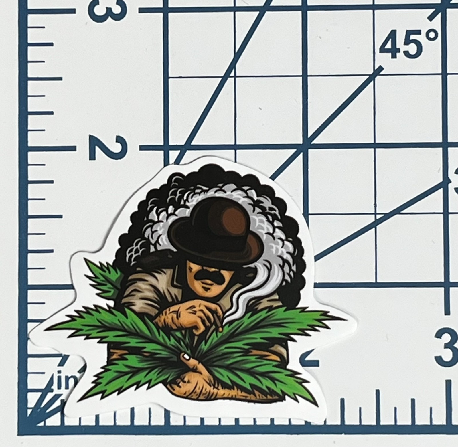 Vintage Stoner Vinyl Sticker Bowler Hat Mustache Weed Decal 420 Retro Smoke Art