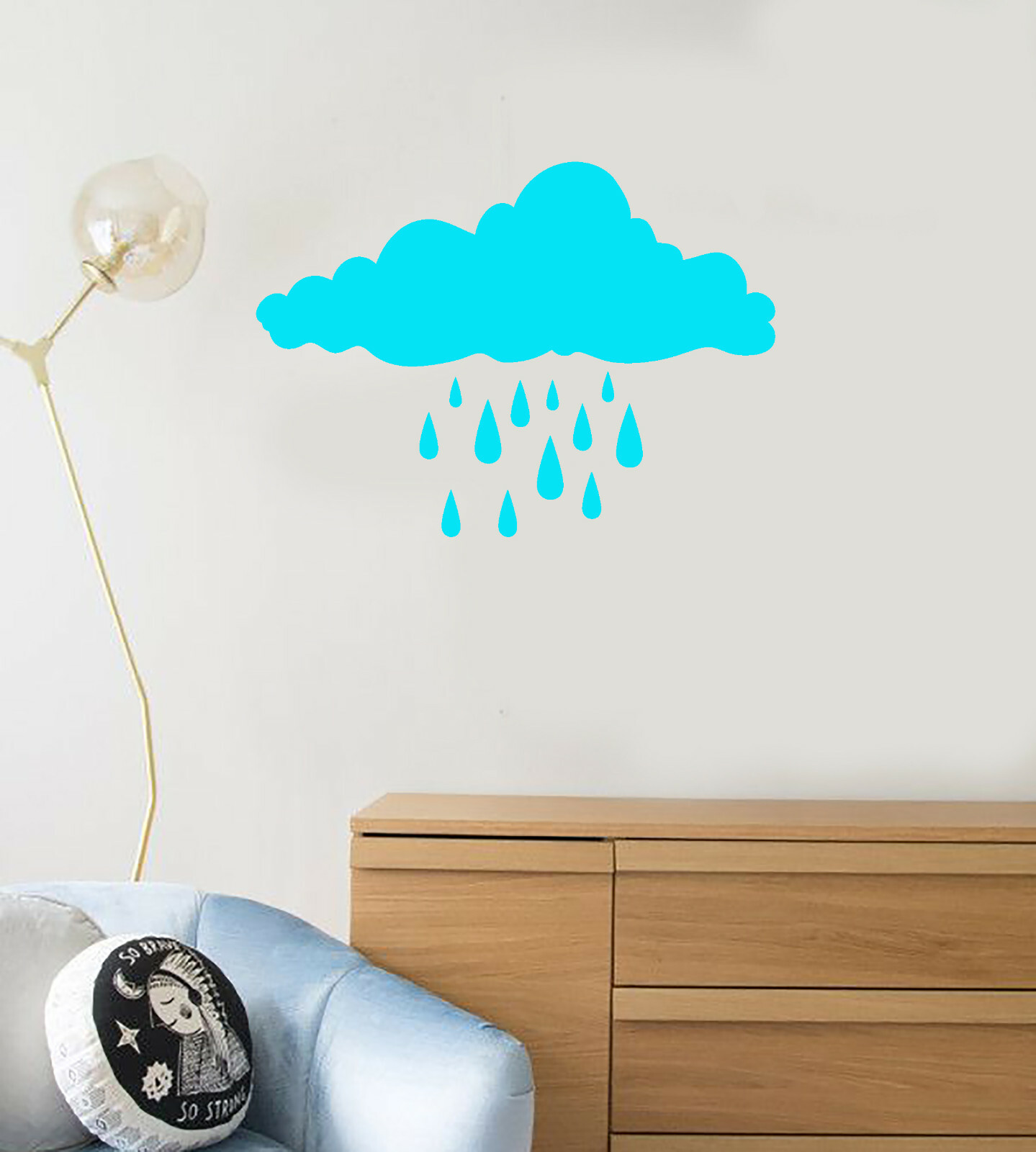 Vinyl Wall Decal Clouds Raindrops Creative Room Decoration Art Stickers (ig5352)