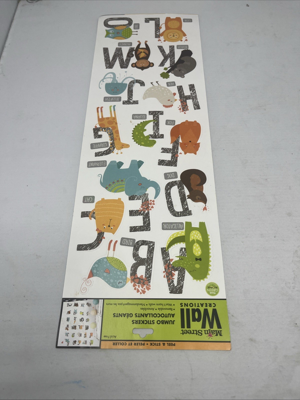26 PCS! A-B-C's & Names of Farm & Wild Animals Theme Removable Wall Decals NEW!