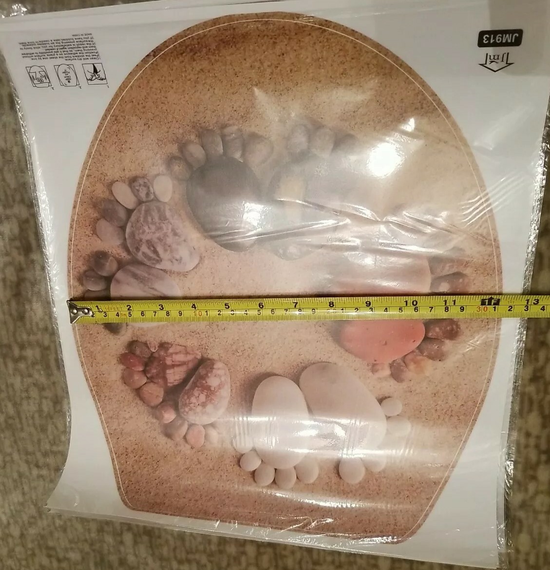 Toilet Seat Art Decals 5 Footprints of Stone Removable Sticker Waterproof