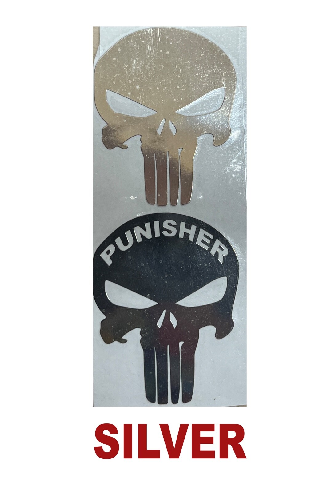 The Punisher Skull Nickel Plated Metal decals Silver & Gold
