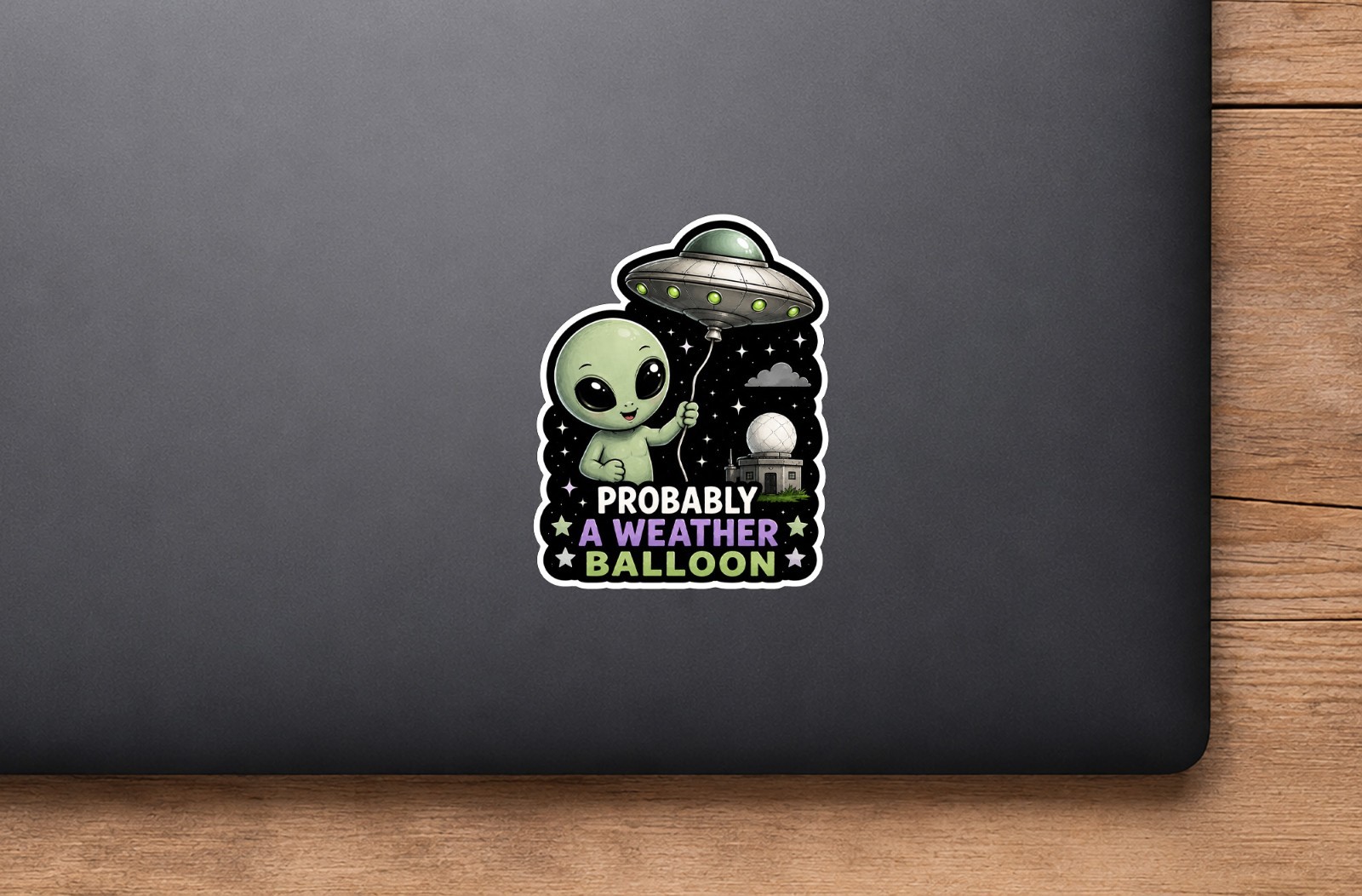 Alien Vinyl Decal Sticker UFO Space Sci Fi Laptop Window Binder Locker Cute