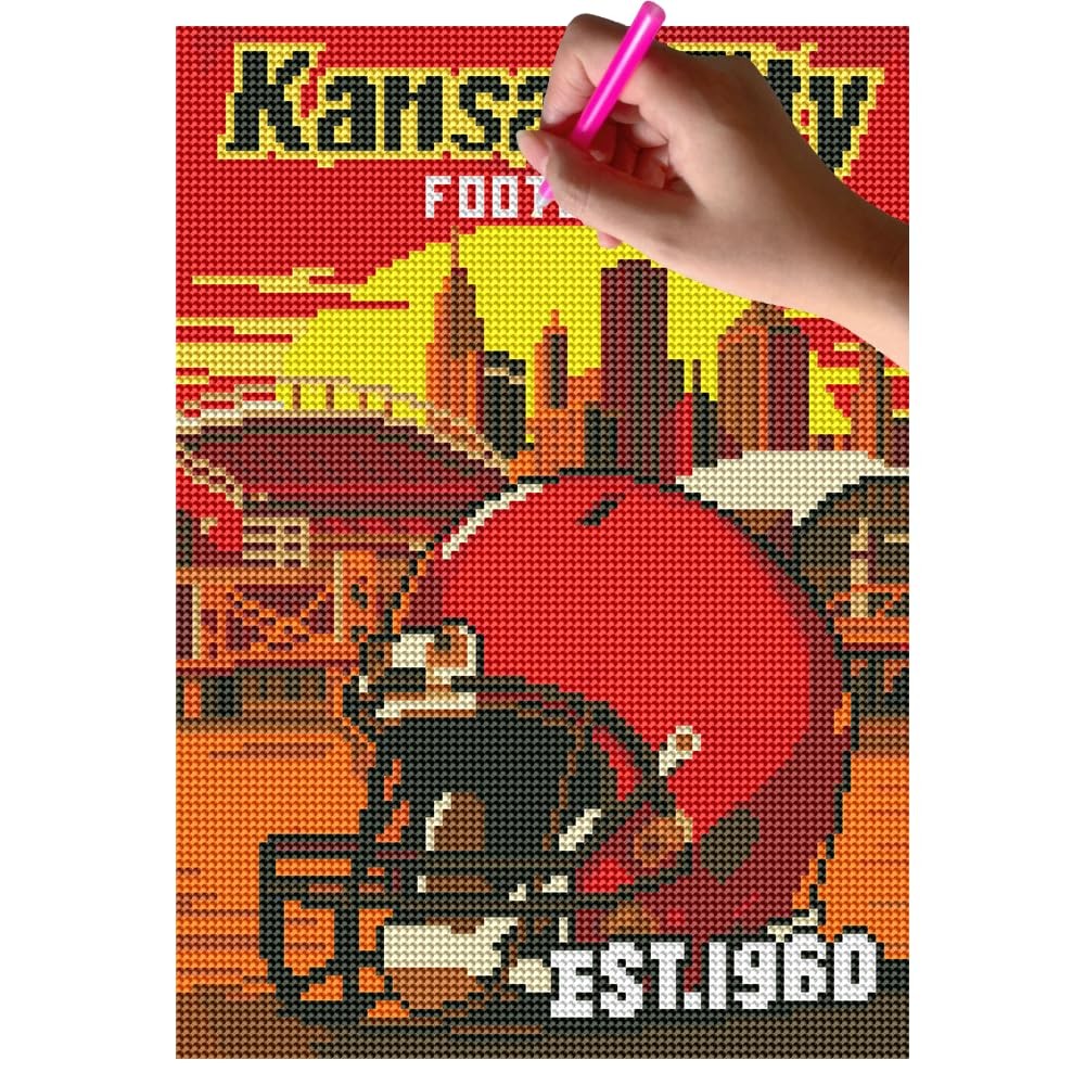fufibwoesan DIY 5D Football Sports Fan Diamond 12×16 inches, 8-k-a-n-s-red