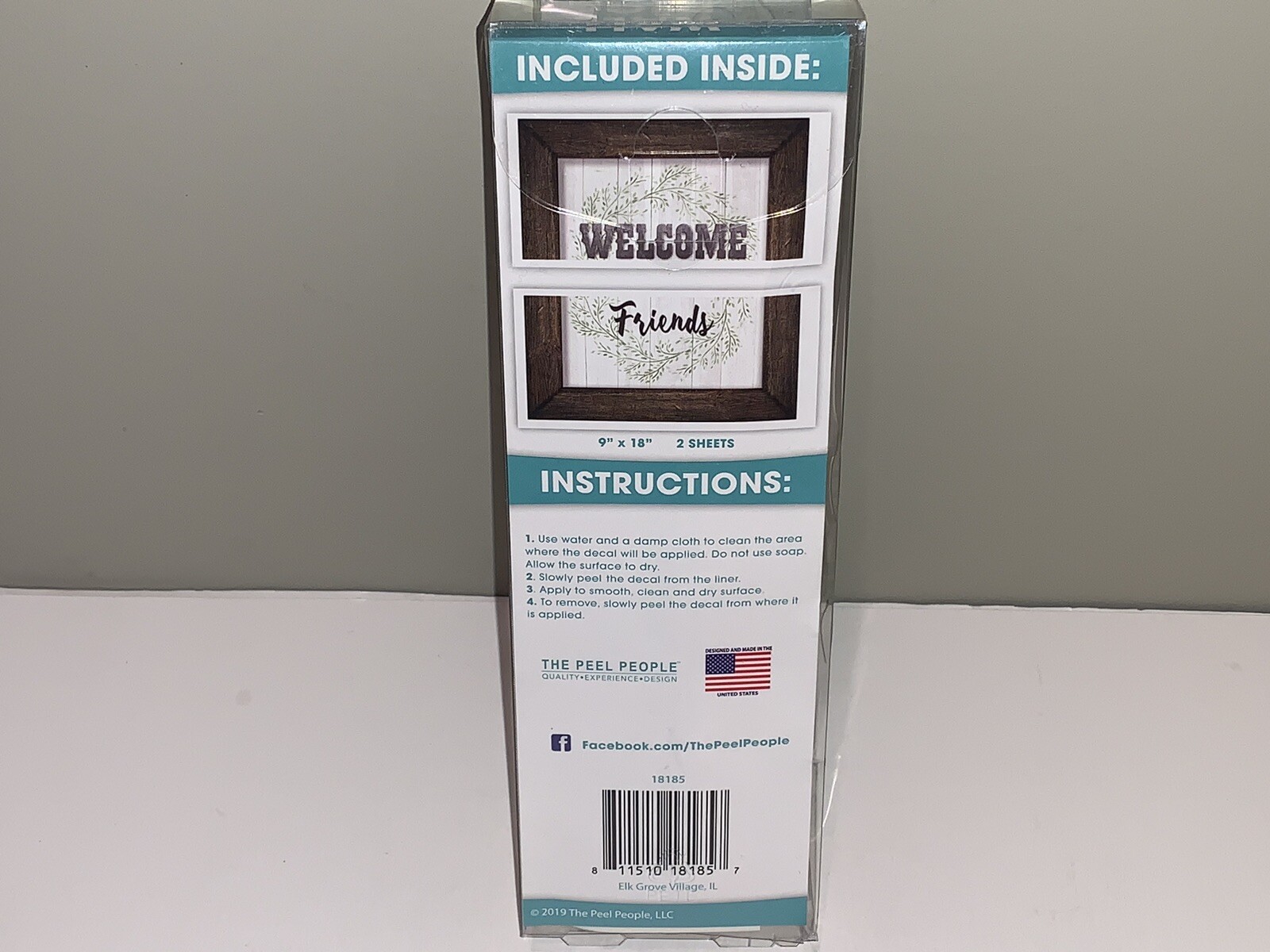 The Peel People 'Welcome Friends' Wall Decor DIY Peel & Stick 17" x 17" NIB