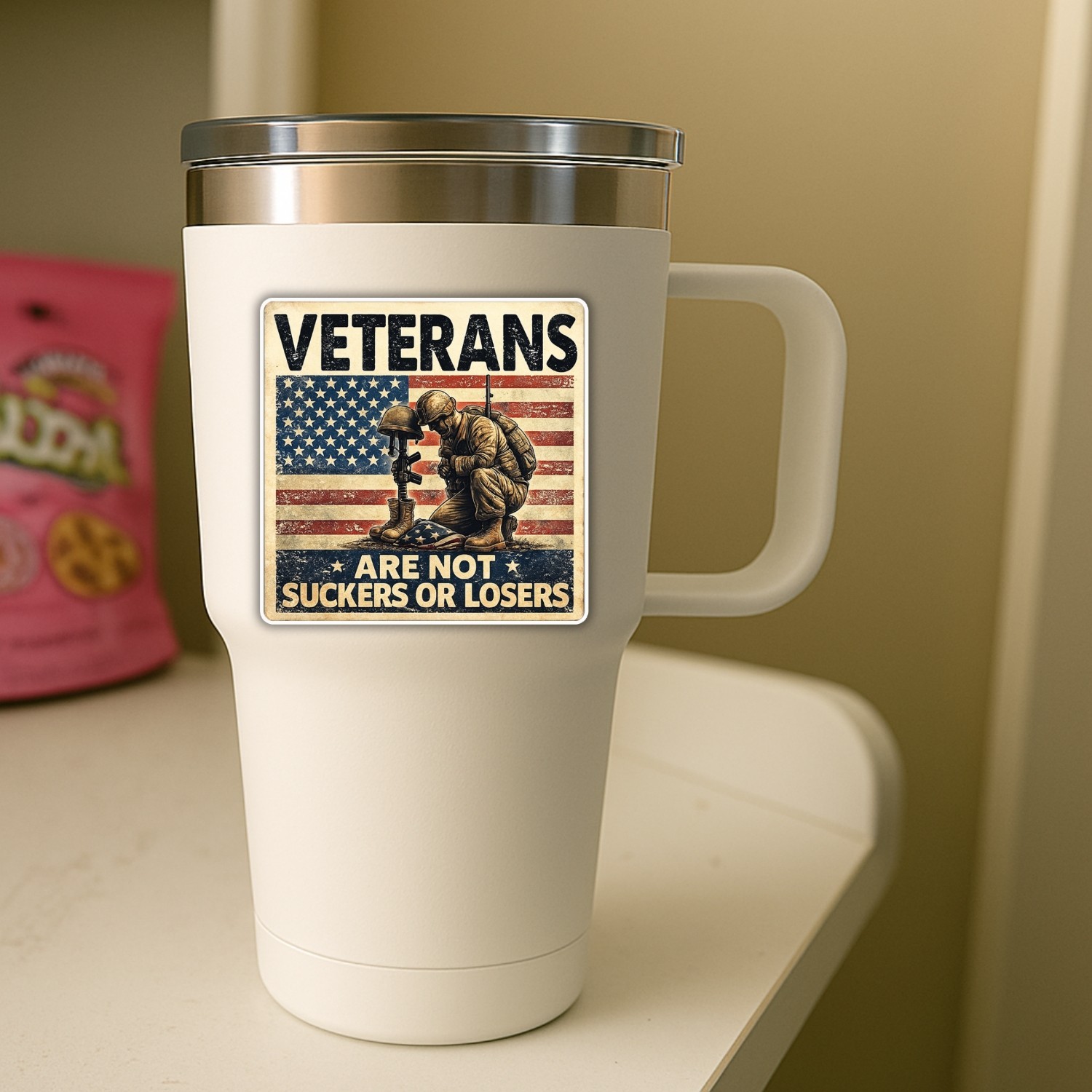 4Pcs Veterans Are Not Suckers or Losers – Political Humor Vinyl Decals, Waterpro