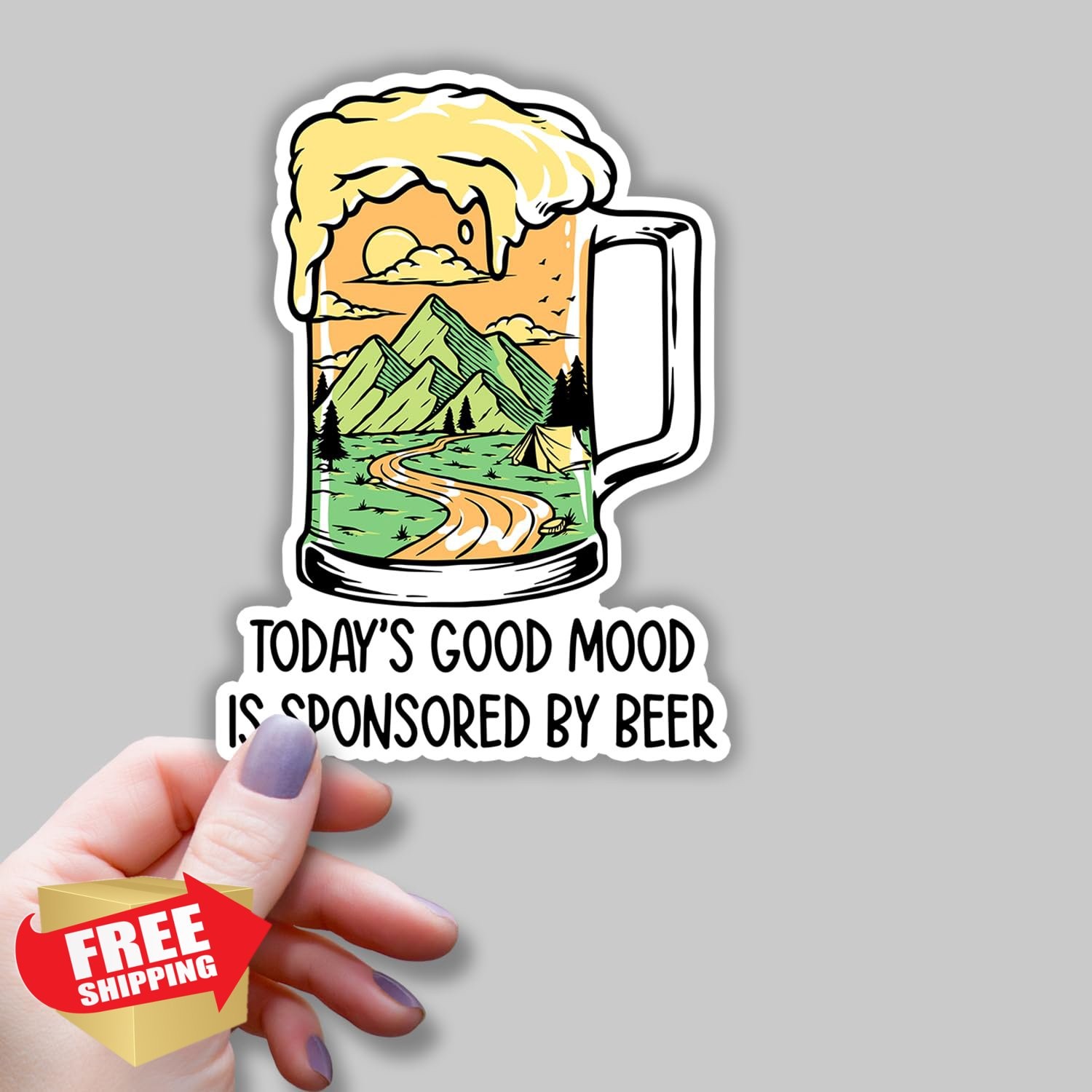 Beer Sponsored Mood 3×2.1" Funny Vinyl Decal Sticker 3PCS Laptop Bottle