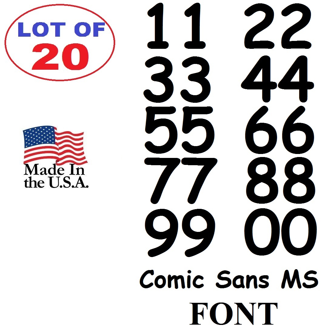 Lot of 20 White,Black Vinyl Street Address,Mailbox Number Decal Stickers COMIC S