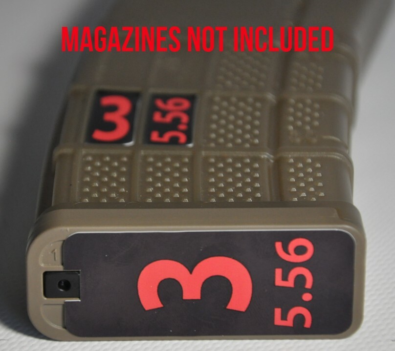5.56 MAG STICKERS fits LANCER L5AWM 30 ROUND MAGS RED 1-6