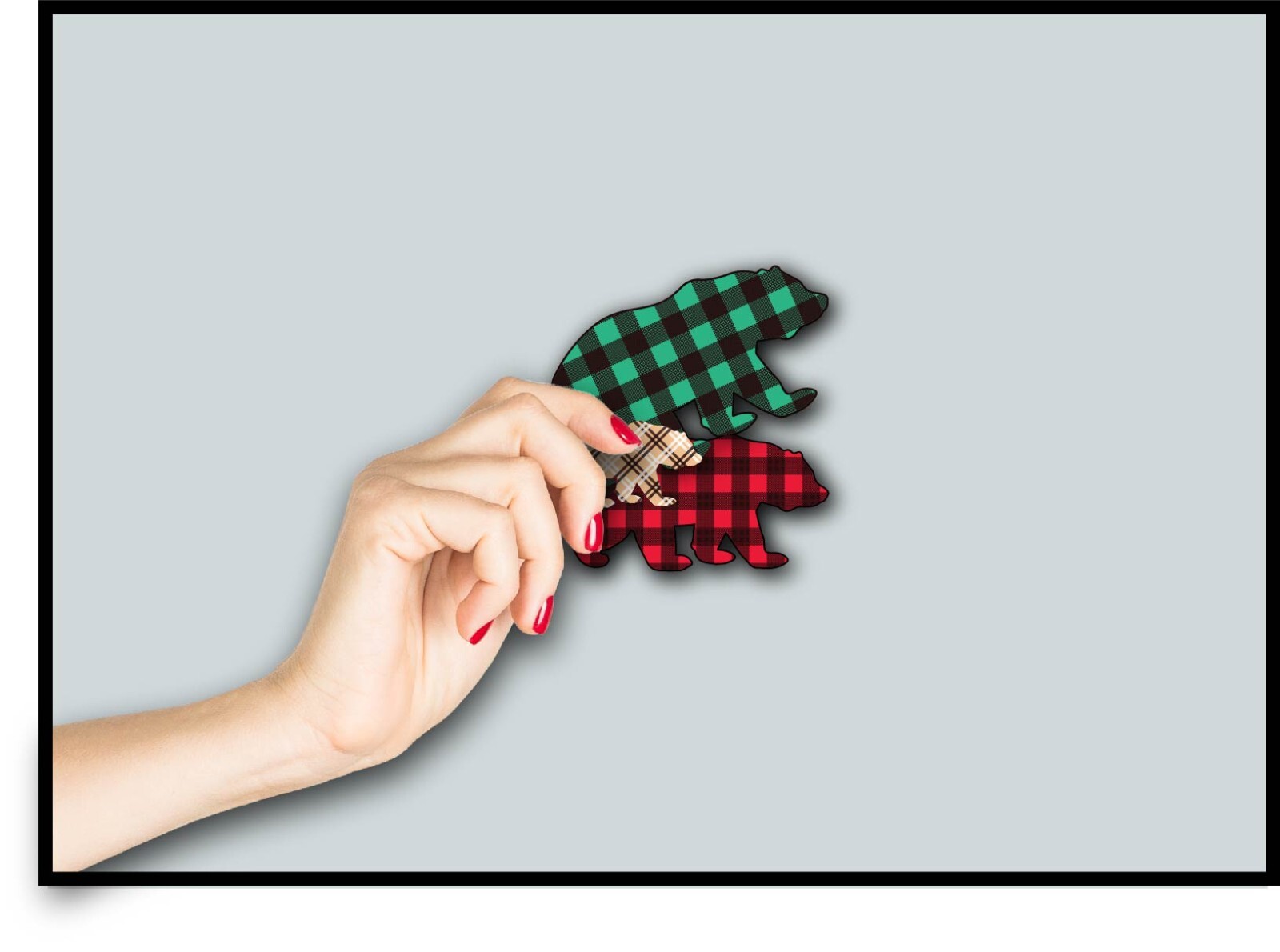 Bear Decal Sticker Vinyl Buffalo Plaid Pattern Wildlife Country West Grizzly Paw