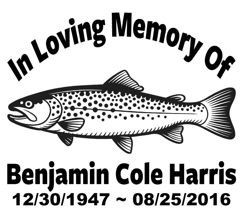 In Loving Memory – Fisherman Trout Sticker Decal Fishing Memorial Personalized |