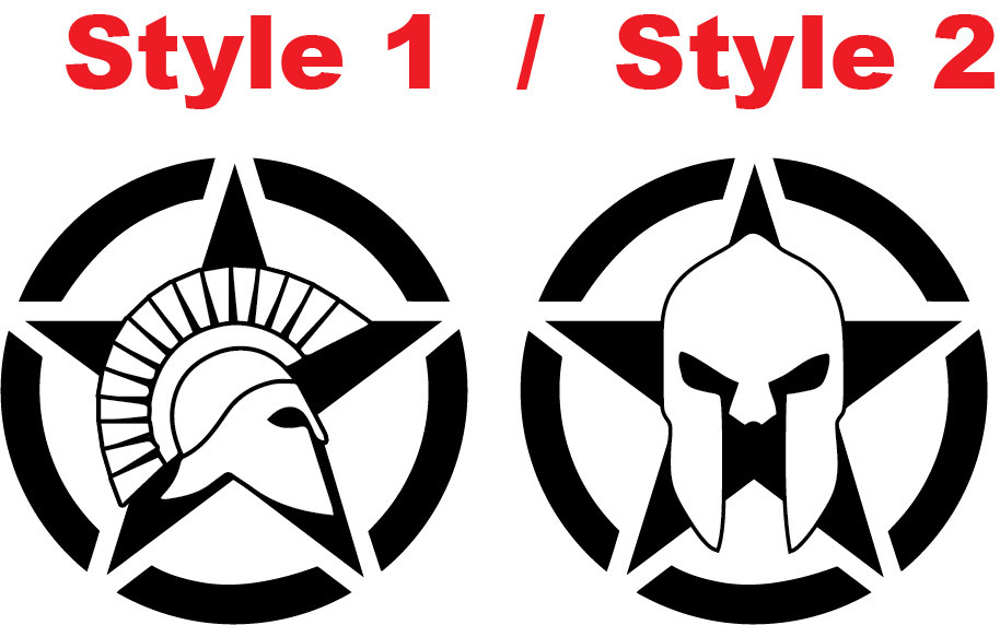 Set of 2 Spartan Army Star Decals USA Wrangler Rubicon Sticker Molon Labe