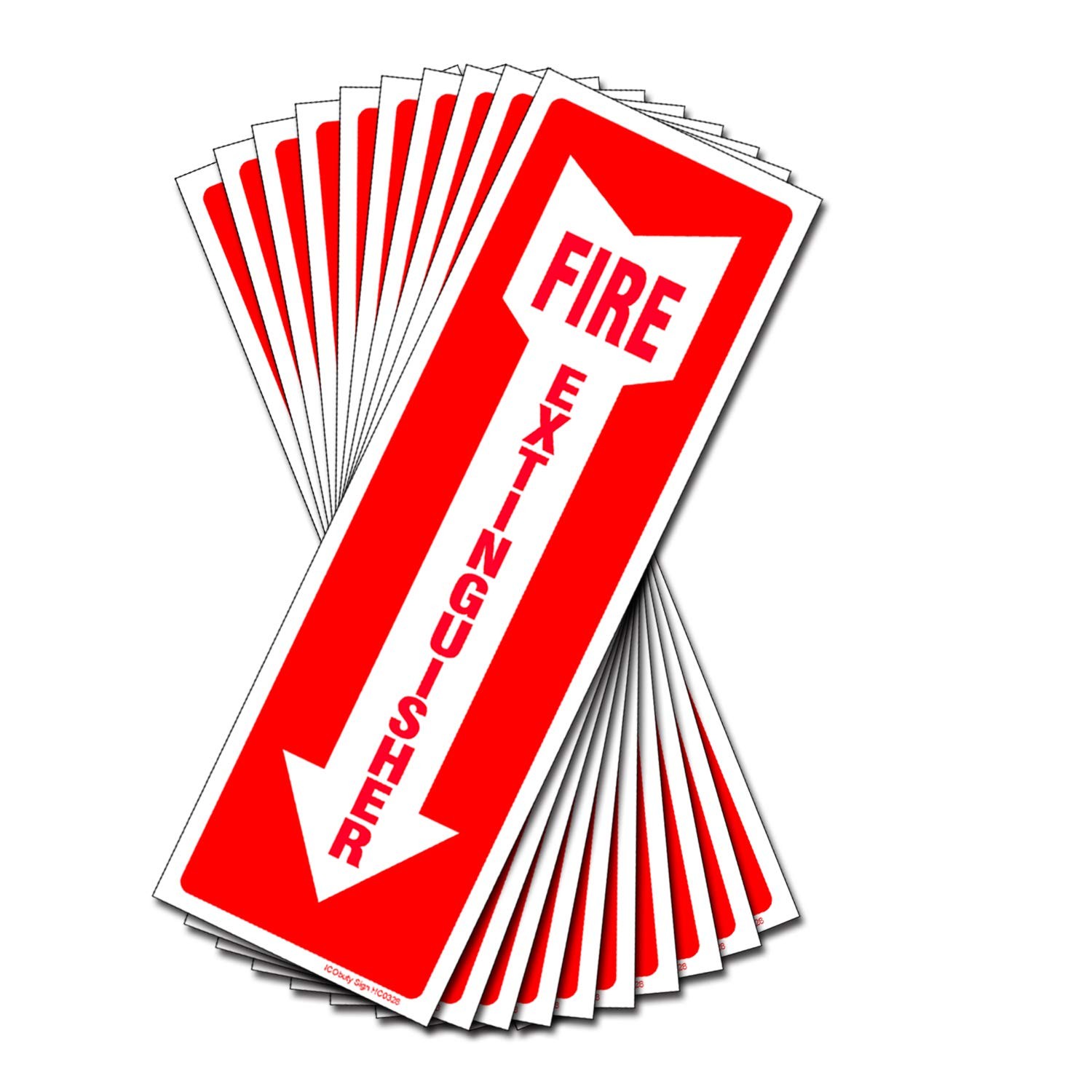 Set of 10 Fire Extinguisher Sign 4 x 12 Inch 5 Mil Vinyl Laminated for Ultima…