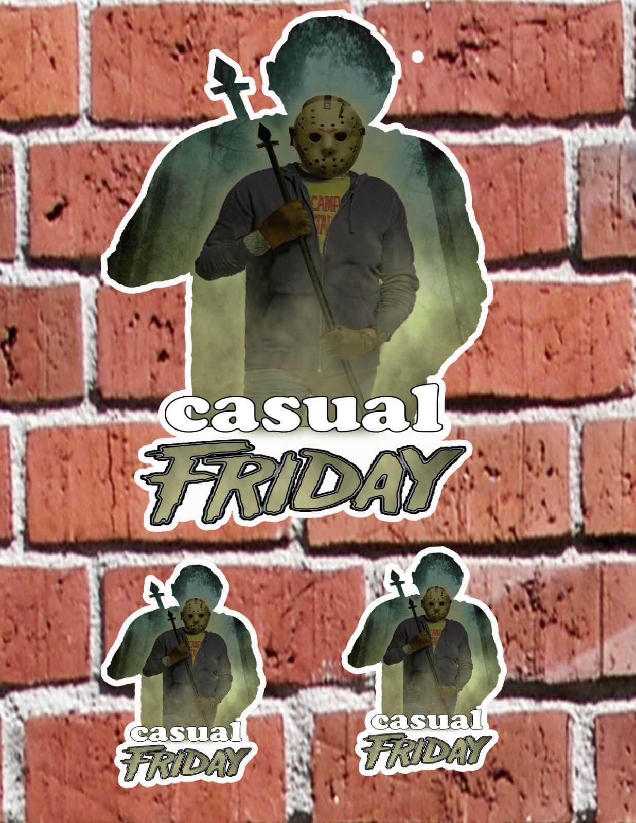 CASUAL FRIDAY THE 13TH 7" and 3" DECAL STICKERS for HOME, SCHOOL, AUTO, SKATE