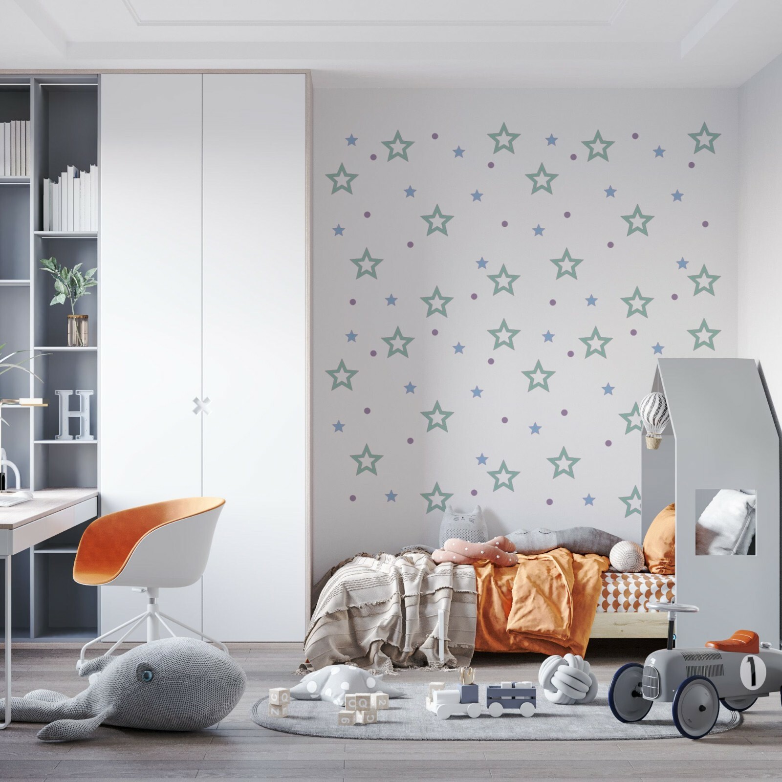 Removable Vinyl Decor Polka Dot Stars Pattern Design Vinyl Home Wall Decal Sheet