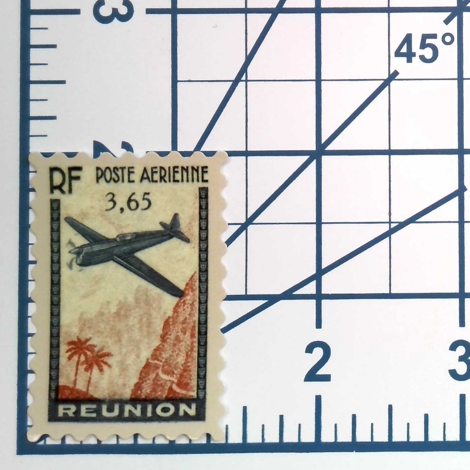 Reunion Air Mail Postage Stamp Sticker Vintage Plane Tropical Art Laptop Decal