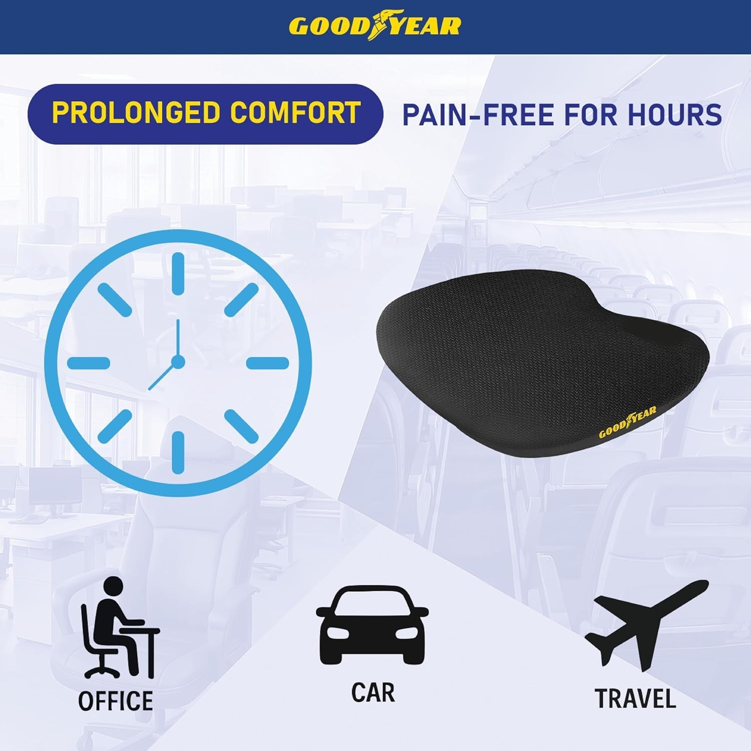 Memory Foam Car Seat Cushion – Gel Seat Cushions for Office Chairs, Tailbone