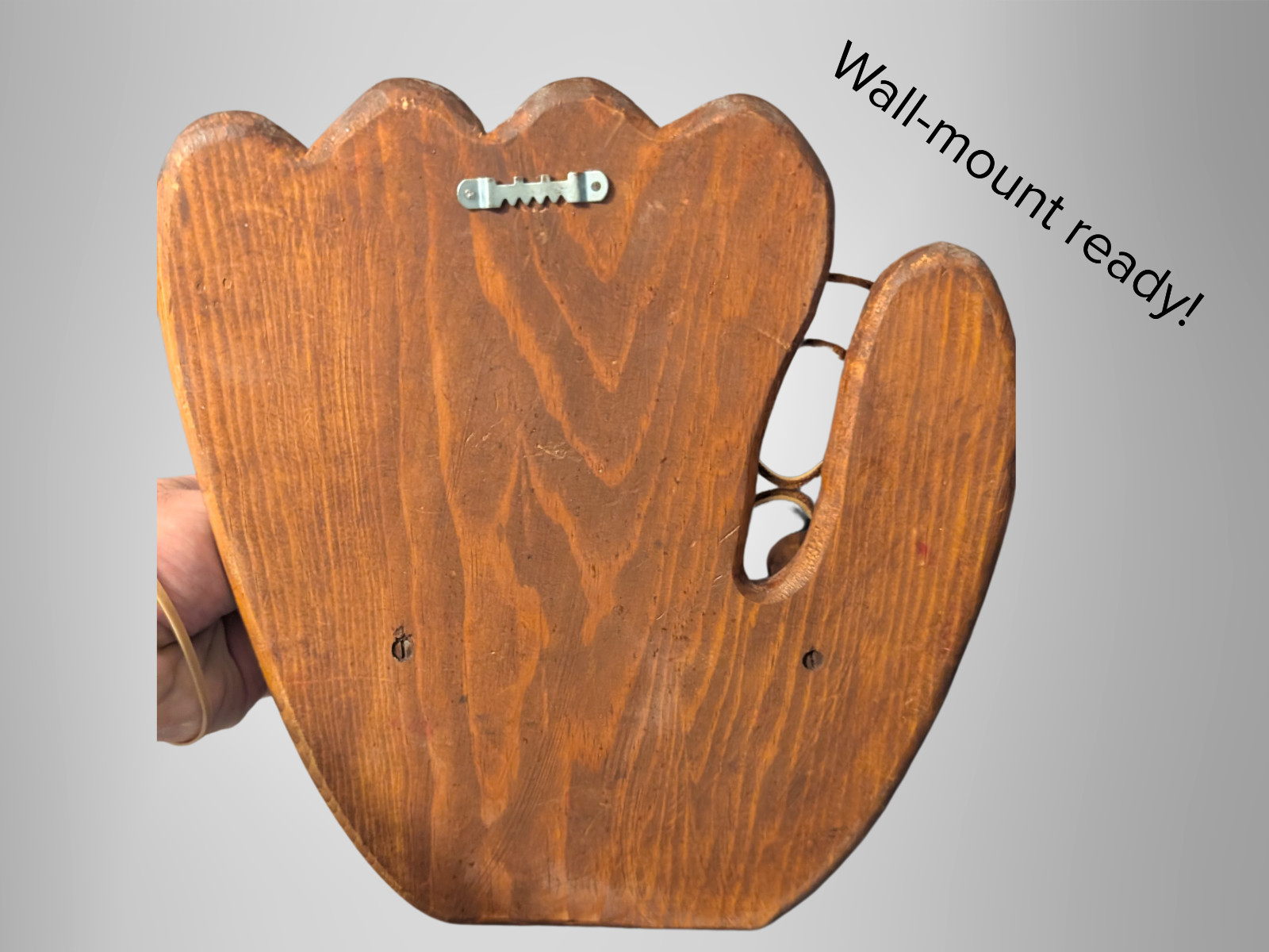 Rustic Baseball Glove Wall Rack – Holds Bat, Ball & Glove | Handcrafted Wood