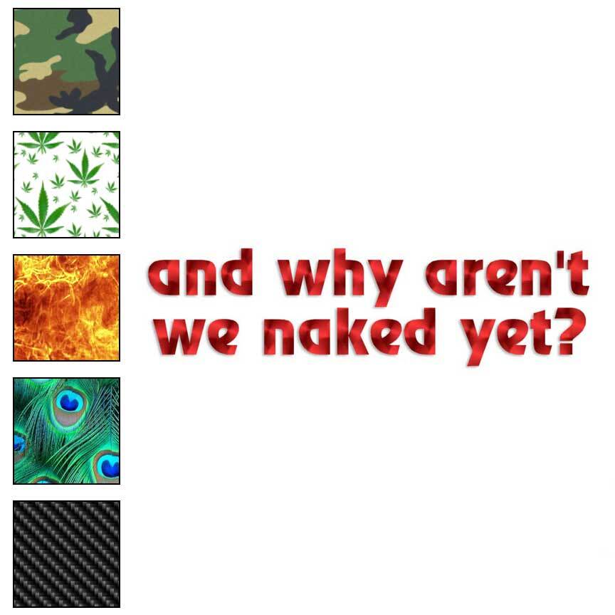 Why Aren’t We Naked Yet, Vinyl Decal Sticker, 40 Patterns & 3 Sizes, #1169