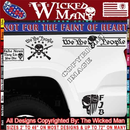 The Wicked Man – We The People Text USA Skull Decal Sticker