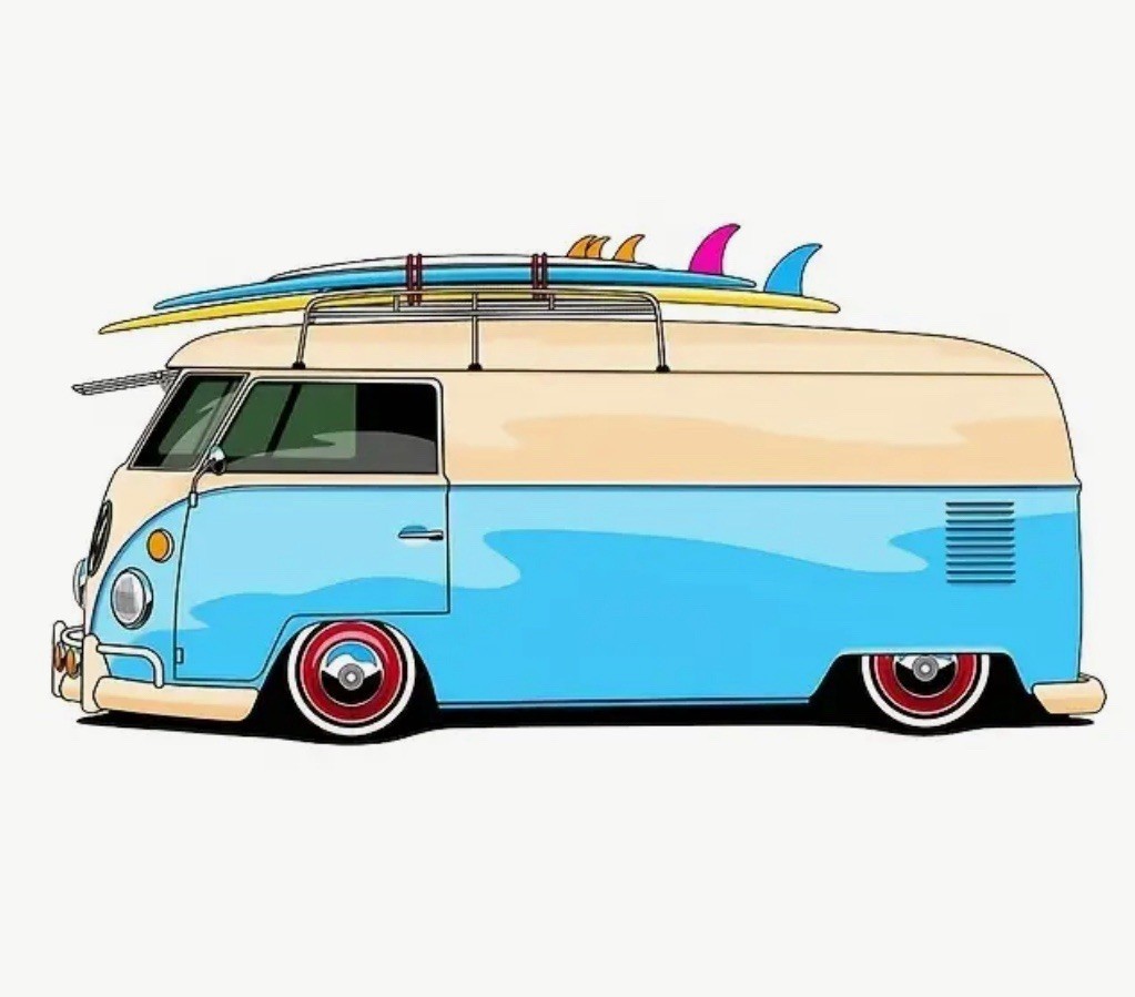 RETRO VW BUS VAN BEACH SURF HIPPIE BOHO 3” INCH VINYL DECAL STICKER 1PC