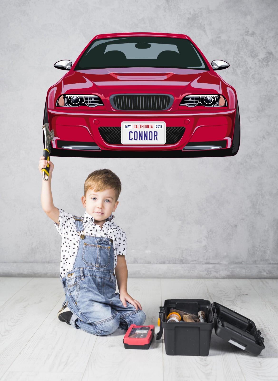 Personalized Car Wall Decal – Custom Name Car Wall Sticker, Kid Room Decor se207