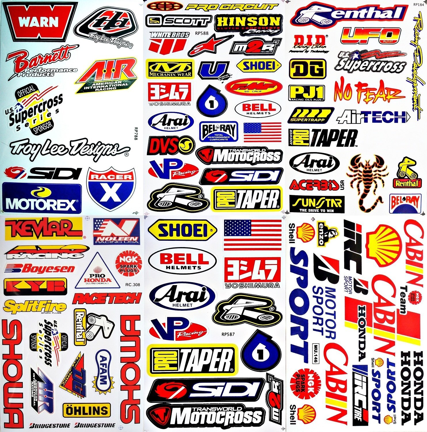 Dirt Bike Supercross ATV Vinyl Decals – Set of 6 Stickers D6015