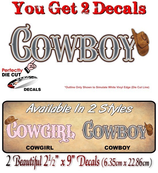 2 COWBOY 9" Vinyl Decals with Cow Boy Hat Country 4×4 Pickup Truck Stickers